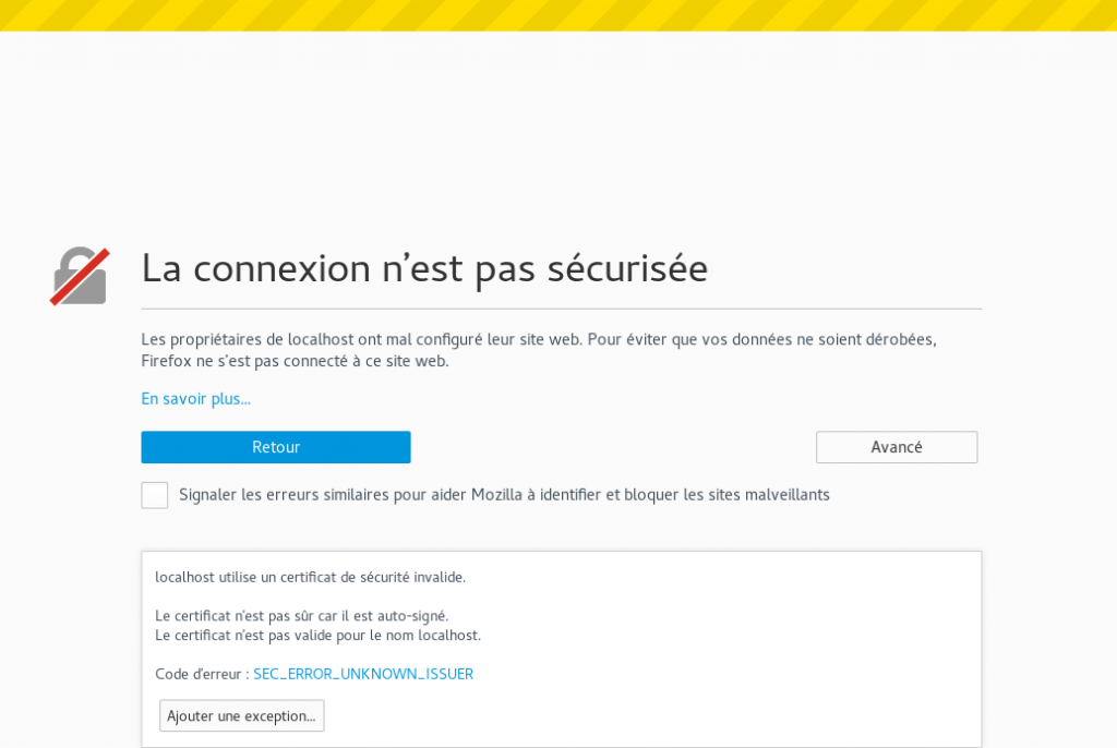 Connexion à un site avec un certificat non valide